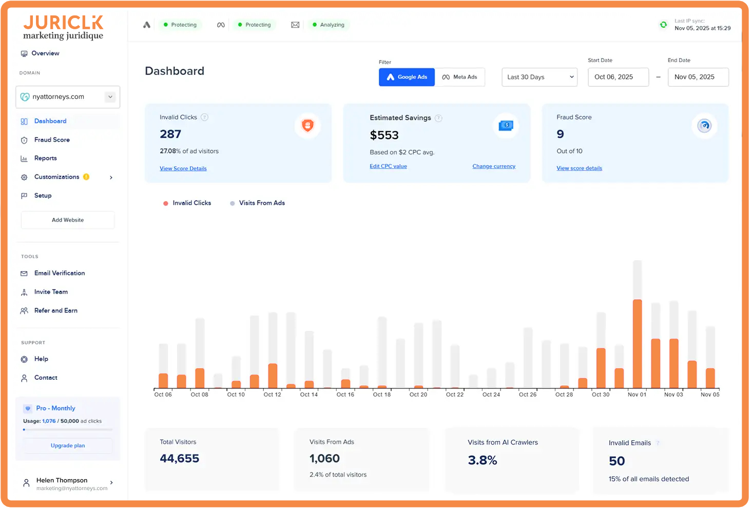 Illustration de la protection anti-fraude pour Google Ads