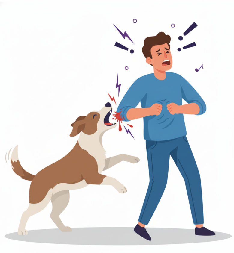 illustration d'un chien qui mord