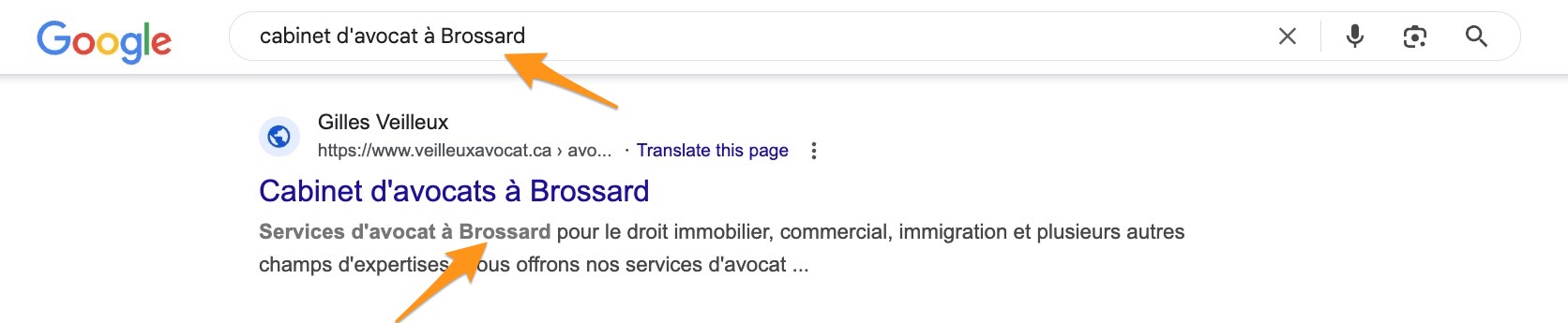 Recherche Google pour Avocat Brossard