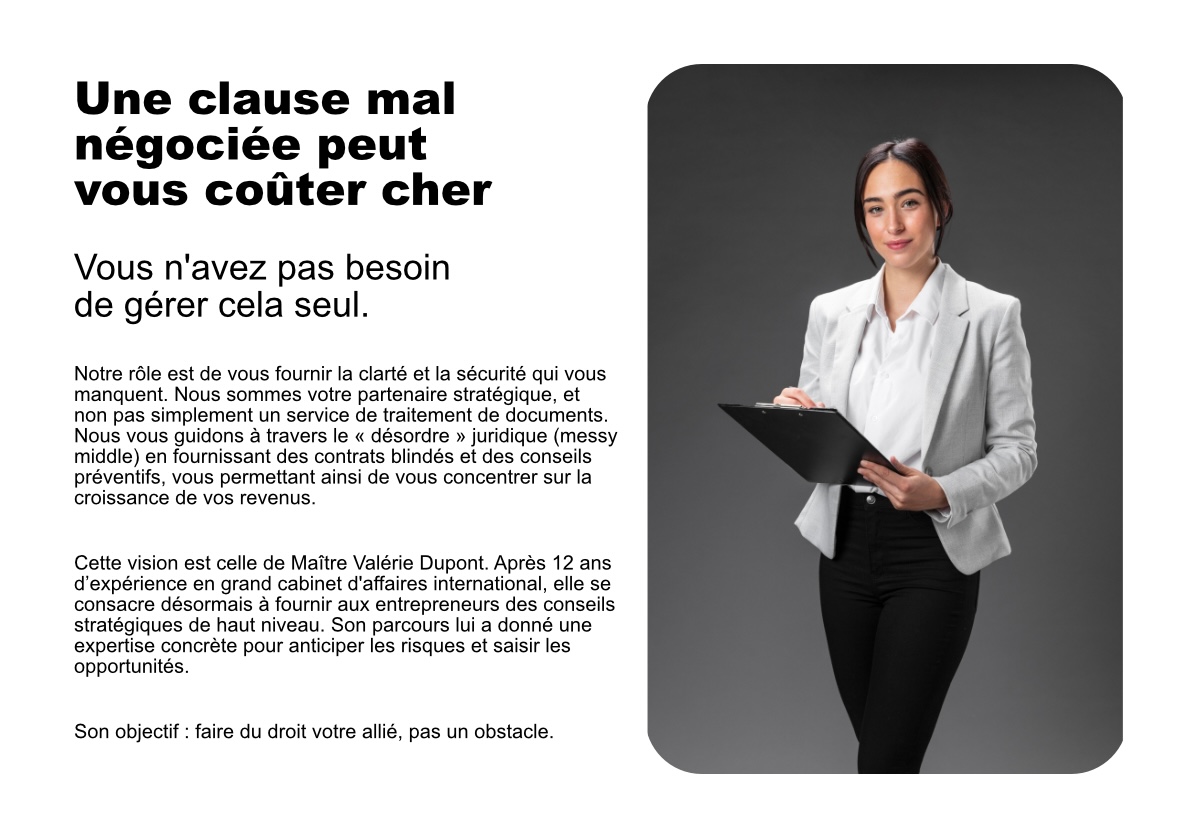 Section Bio d'un avocat en droit des affaires
